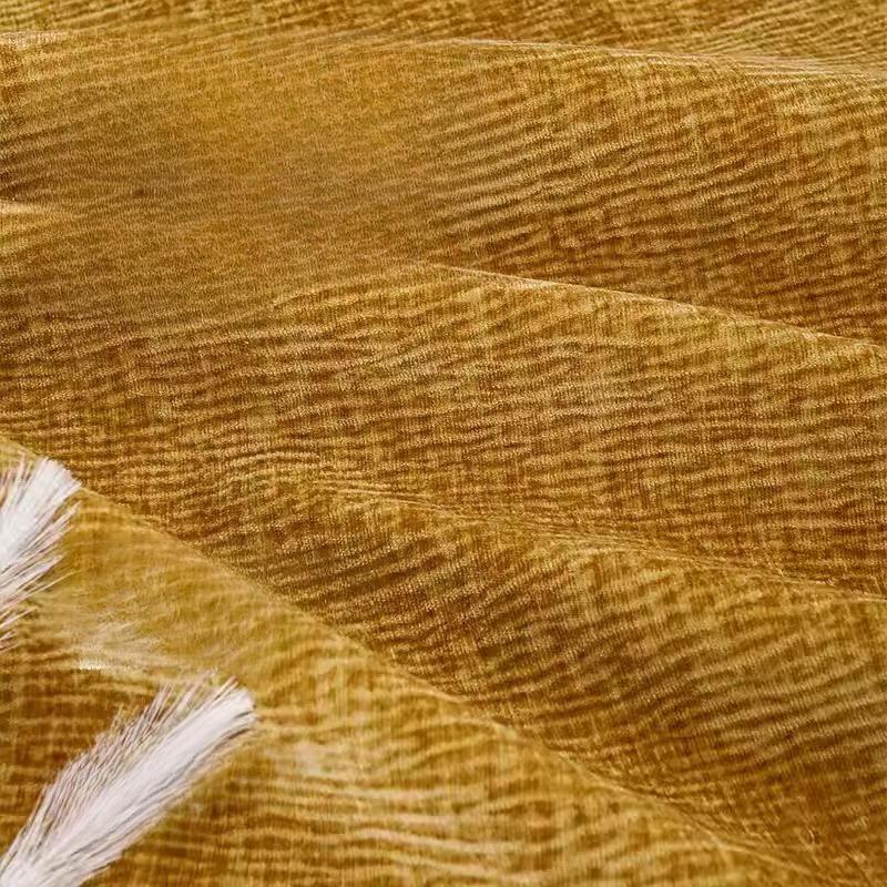 Thickened Plain Chenille Fabric Jacquard for Sewing Curtains Sofacovers Sewing Striped Pattern Textile Skin-friendly Textured