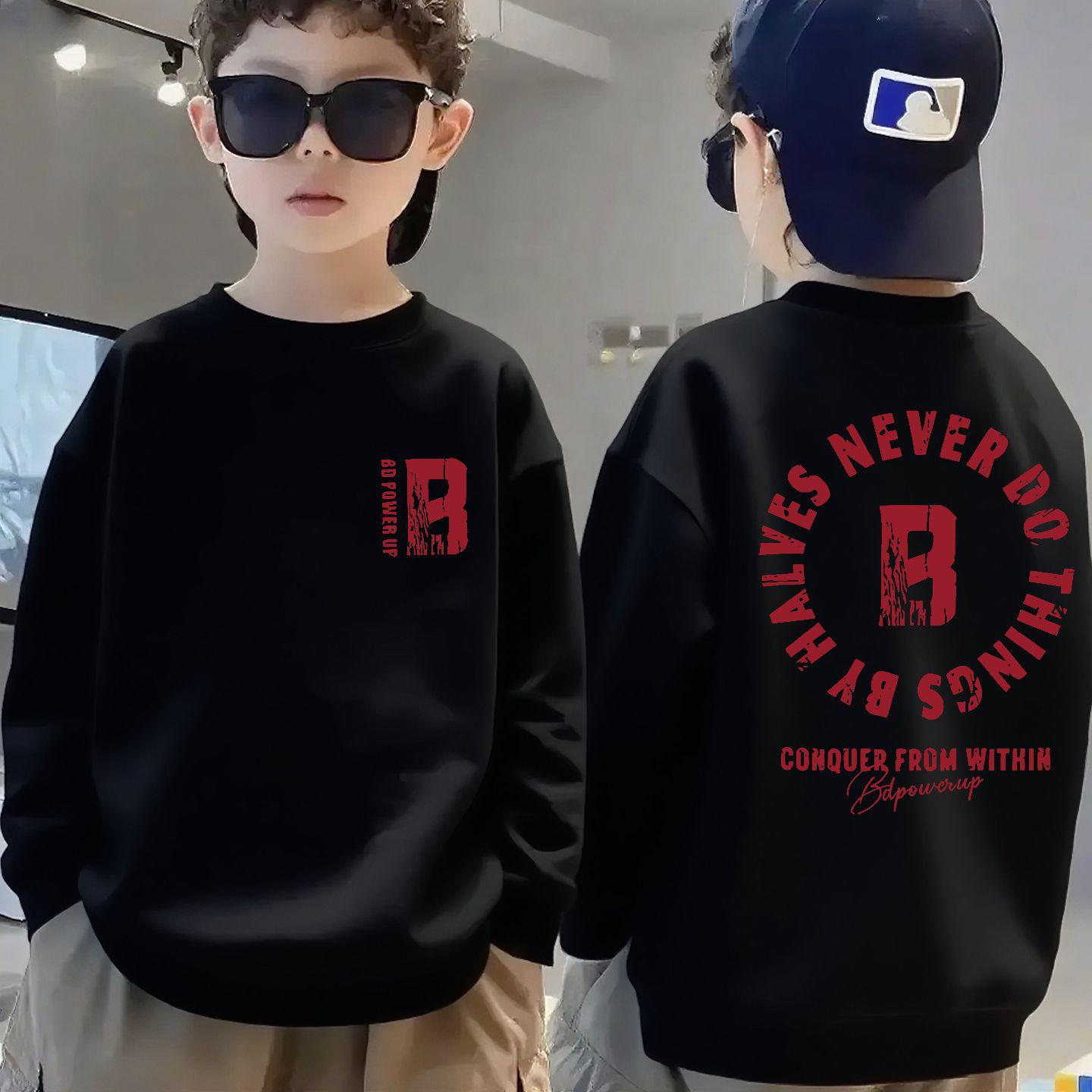 

Boys Spring/Autumn Fleece Sweatshirt - Long Sleeve, Warm Sports Pullover 130cm (45-55 kg)