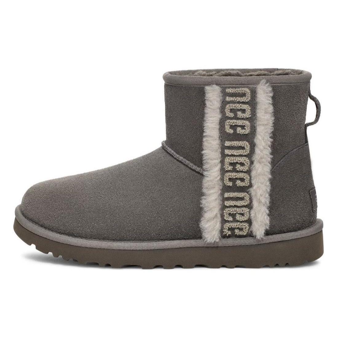 (WMNS) UGG Classic Mini Shearling Logo Charcoal Women s 1153473-CHRC EU 36