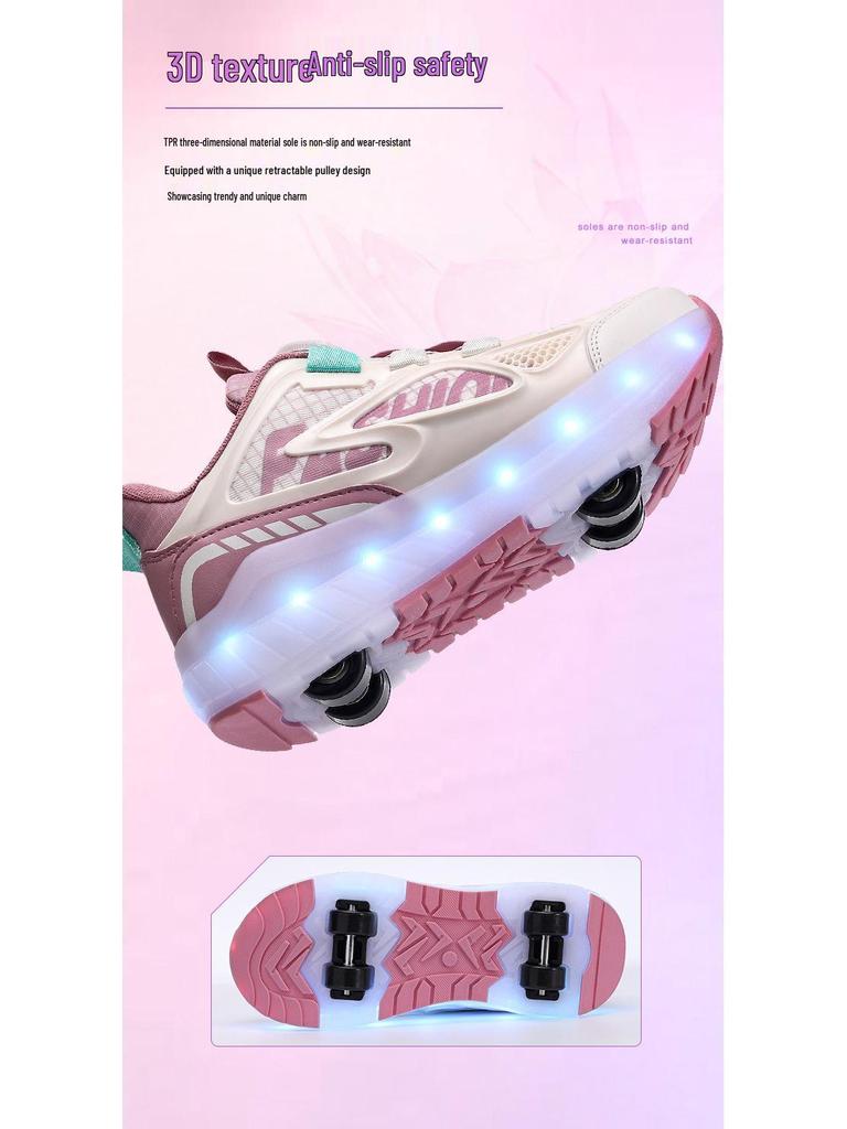 Binle Bird Luminous 4-Wheel Kids' Running Shoes: Removable, Summer-Friendly for Boys & Girls