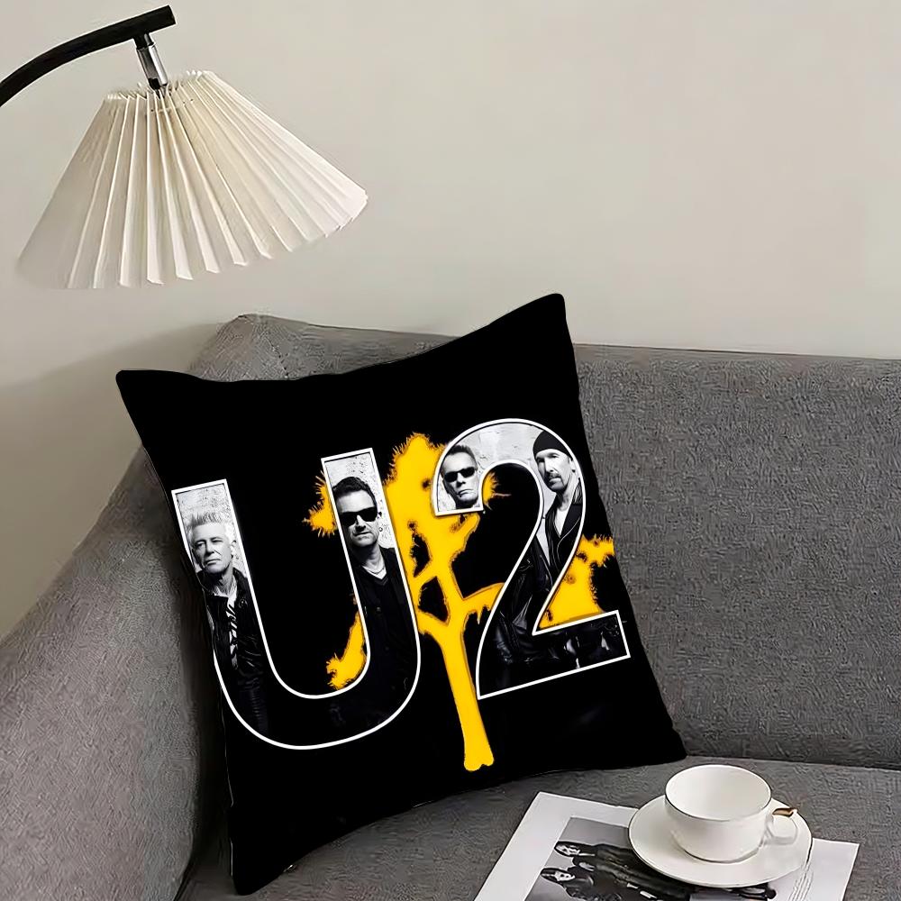 U-U2 Rockk Band Cushion Cover Pillowcase Ultra Soft Skin Friendly Fabric Cloud Like Comfort & Concealed Zipper