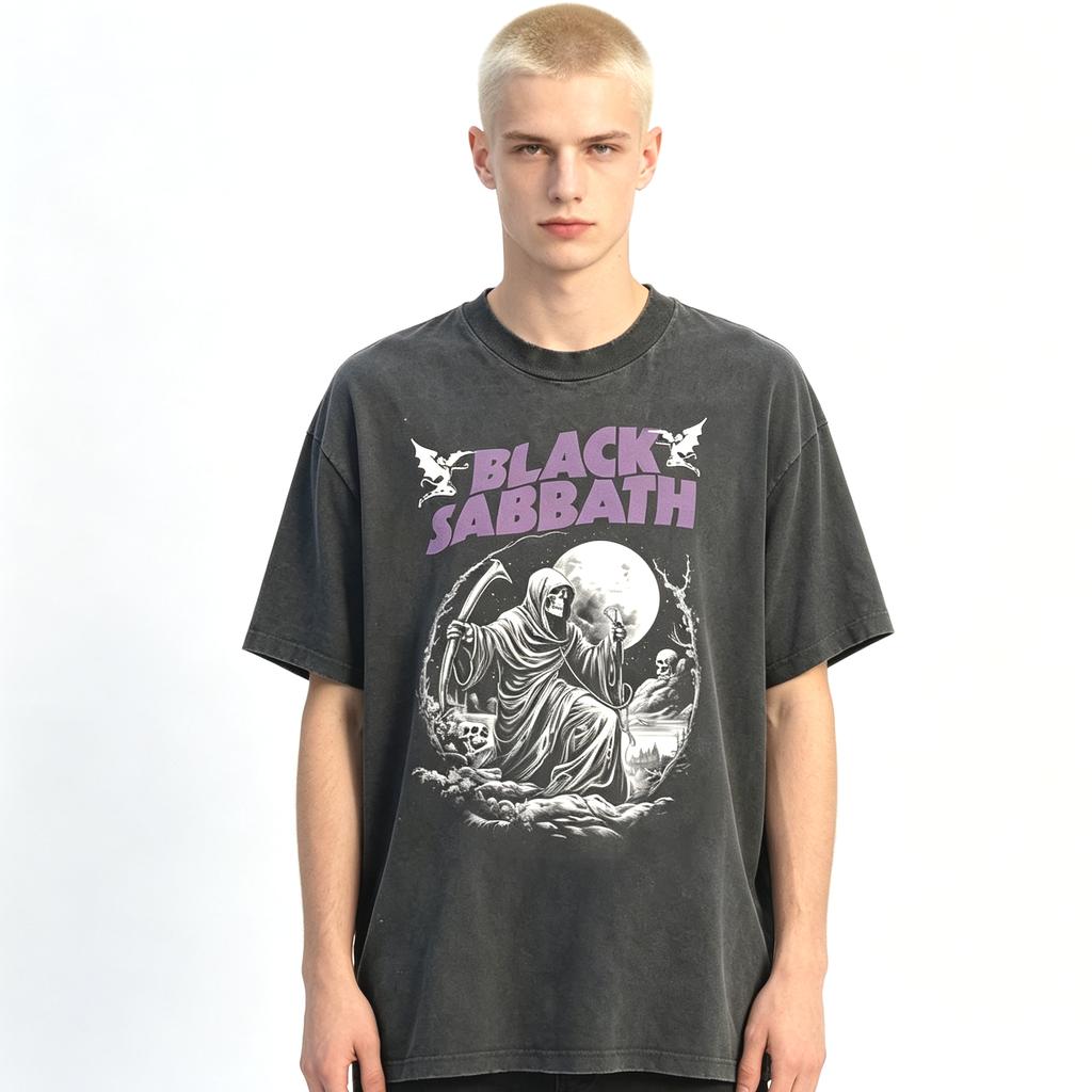 Summer Hot Sale Vintage 80s Black Sabbat Band T-Shirt Men Women Vintage Casual T-shirt Y2K Hip Hop Streetwear Oversized T-shirt