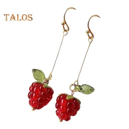 

1 пара женских сережек с искусственным кристаллом малины, серьги-кисточки с фруктами, серьги-крючки для выпускного вечера, вечеринки, свидания, украшения для ушей C