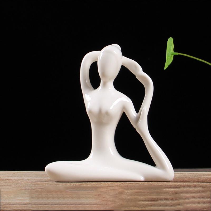 12 Styles Abstract Figure Art Ceramic Yoga Poses Figurine Porcelain Lady Statue Home Yoga Study Studio Decor Ornament  Sculpture
