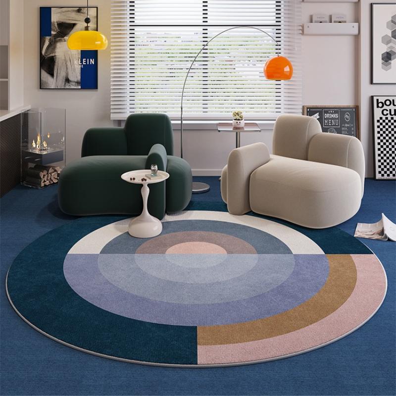 Thuis Antislip Retro Vloerkleed Licht Luxe Tapijten voor Woonkamer Wasbare Lounge Zachte Vloermat Dopamine Slaapkamer Decor Rond Tapijt 80x80CM