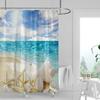 2022 New Shower Curtain Starfish Beach Pattern Bathroom Partition Waterproof  Coconut Sea View Polyester