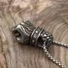 Cool Mens Vintage Black Power Boxing Fist Pendant Necklace Stainless Steel Men