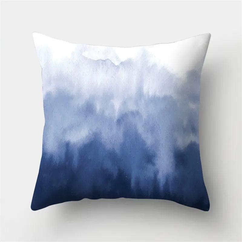 Sofa Cushion Pillow Home Decor Pillowcase Geometric  Cover Blue Grey  Decoration