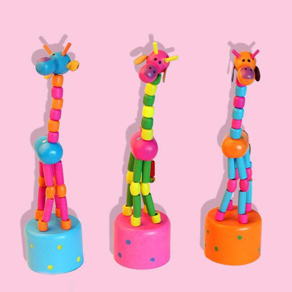 Wooden Spring Rocking Giraffe Toy Cute Funny Animal Toy Children Educational Toy Children Birthday Gift Random Colors