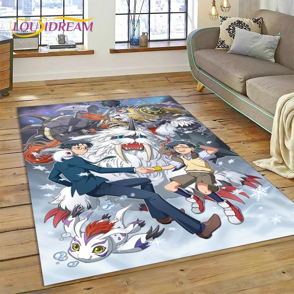 Retro Digimon Adventure Monster Cartoon Carpet Rug for Bedroom Living Room Home Sofa Decoration,Child Game Large Decor Floor Mat
