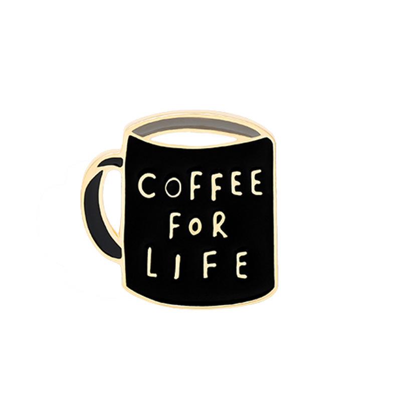 Creative Cartoon Coffee Cup Brooch Pin for Men and Women - Stylish Clothing Accessory & Ornament with Alloy Baking Varnish Finish