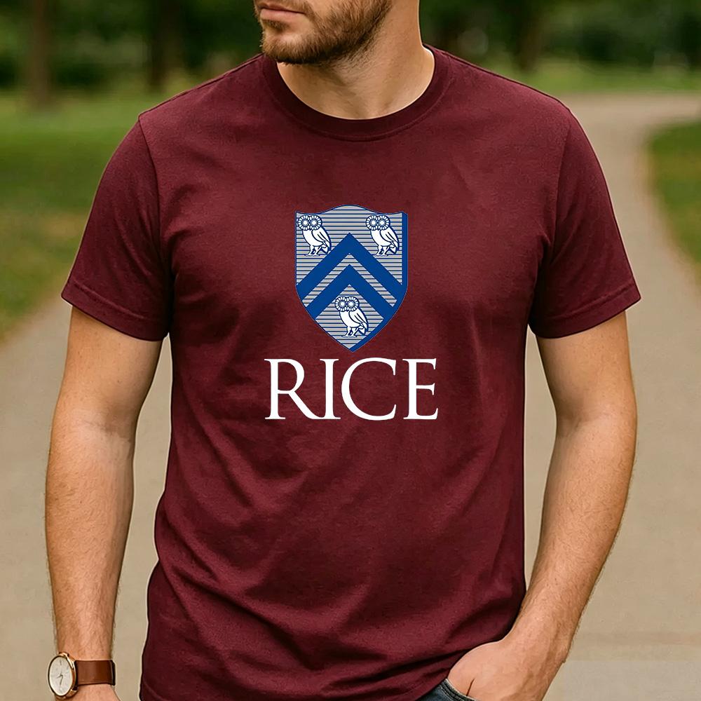 Vintage Rice University Houston Owl Shield Crest Aesthetic Graphic T Shirt Unisex Crew Neck Short Sleeve Alumni Gift Top