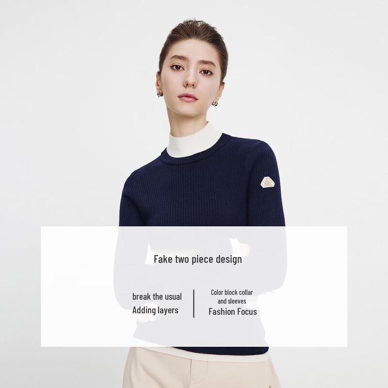 Navigare Women's Faux Two-Piece All Wool Knitted Sweater