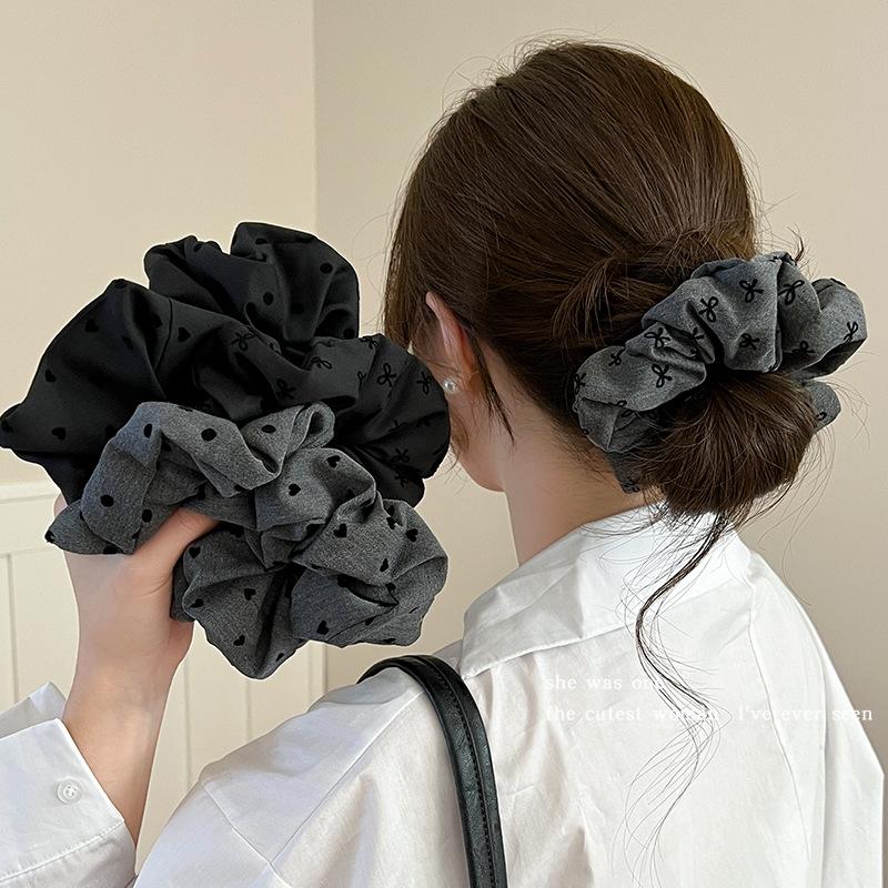 Korean Bowknot Dot Cloth Scrunchies Women Girls Elastic Hair Rubber Bands Accessories Tie Hair Ring Rope Headdress Headwear
