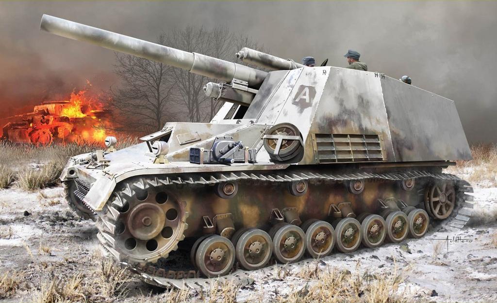 Dragon Scale World War II German Gun Hummel Early Production with Winterkette Plastic Model Kit DR6876 1/35 Self-Propelled Sd.Kfz.165