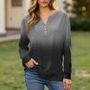 Dámské tričko Tričko Knoflíček Dlouhý rukáv Denní víkendová móda Basic Top s výstřihem do V