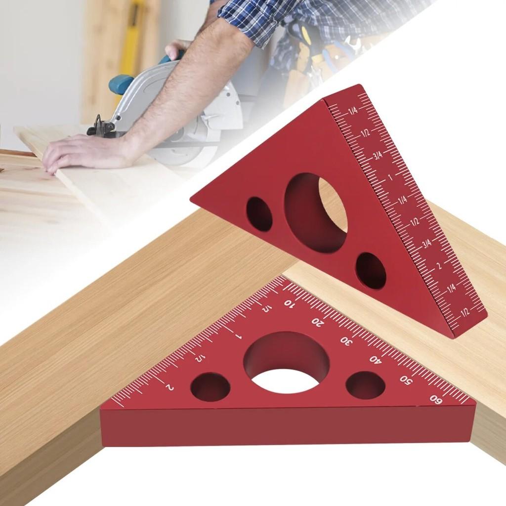 Squadra di Precisione Angolare Metrica 45/90 Gradi Lega di Alluminio Triangolo Spessorato Strumento Multifunzione per la Lavorazione del Legno