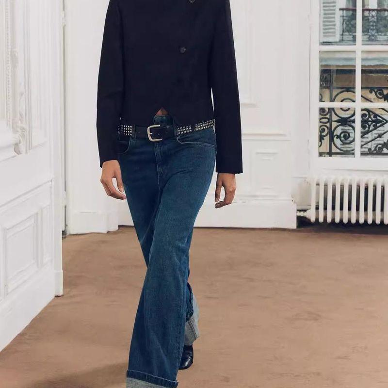 Spring New Women's Clothing Fashion Wind Decorated Row Button Easiest for Match Round Neck Short Long-Sleeved Jacket Outwear 9330707