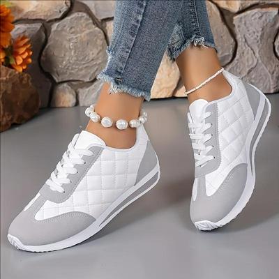 Fashion Women's Retro Lightweight Casual Sneakers - Four Seasons, Lace-up Breathable Fabric with Faux Leather Cover, Suitable for Sports