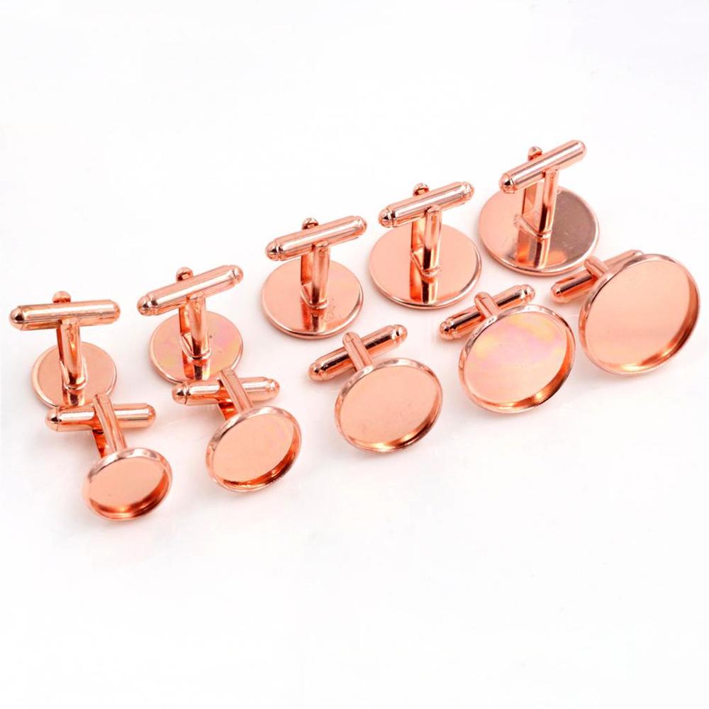 10pcs/ Lot 10mm 12mm,14mm,16mm,18mm,20mm, 6 Colors Plated Copper Cufflink Base Cuff Link Settings Cabochon Cameo Base 