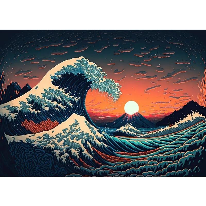 The Great Wave of Kanagawa Ukiyoe Japanese Art Vintage Poster Canvas Painting Famous Wall Pictures Living Room Home Decor
