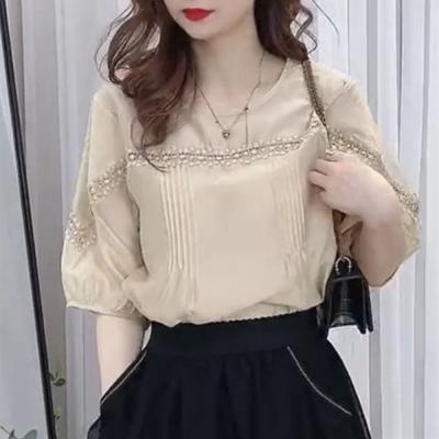 Dames Zomer Vintage Kant Patchwork Chiffon Blouse Ronde Hals Temperament Frans Los Topjavascript: leeg(0)