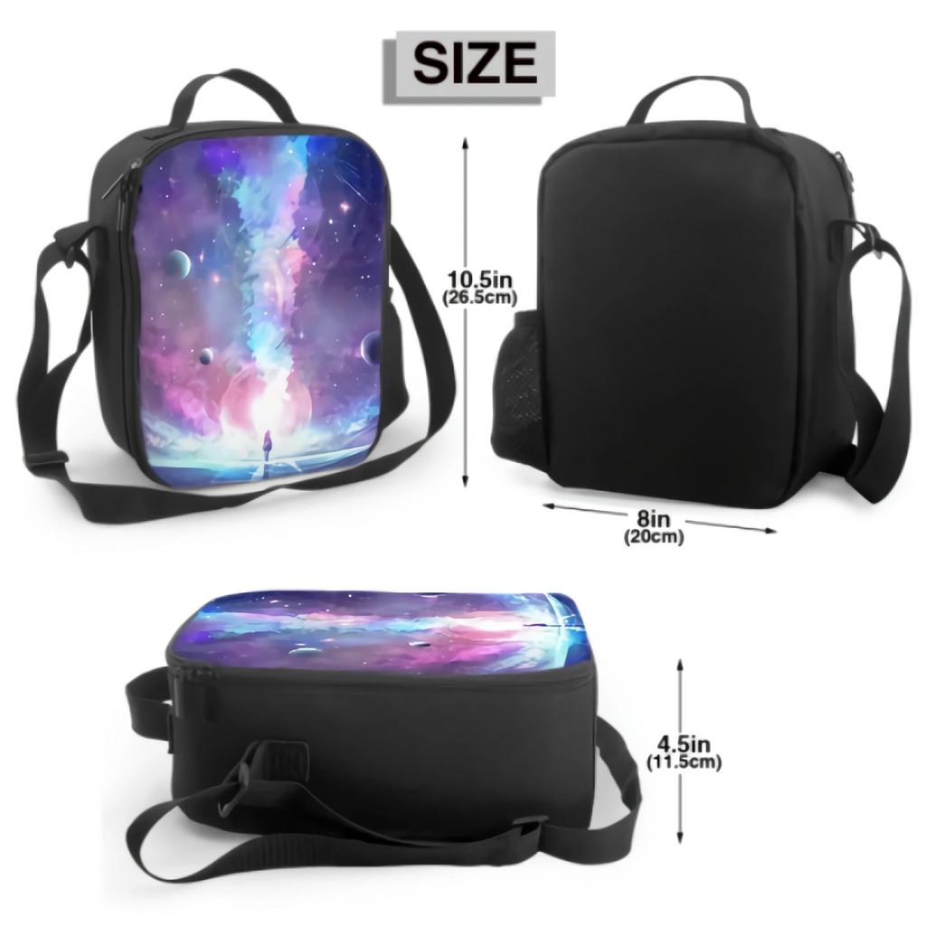 Abstract Artistic Multicolored Dimensional Galactic Nebula Insulating Thermal Lunch Bags for Boys Girls Washable Tote Cooler Bag