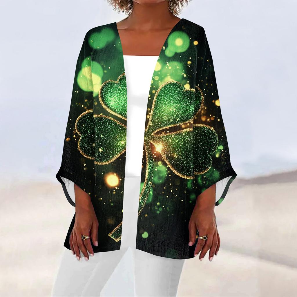 Women's Casual And Fashionable Valentine's Day  Printed Lightweight Mid Length Jacket Cardigan
