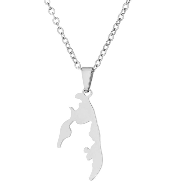 

Tamil Eelam Pendant Necklace Stainless Steel Geometric Map Charm Necklaces Neckwear Fashion Jewelry for Women and Men срібний