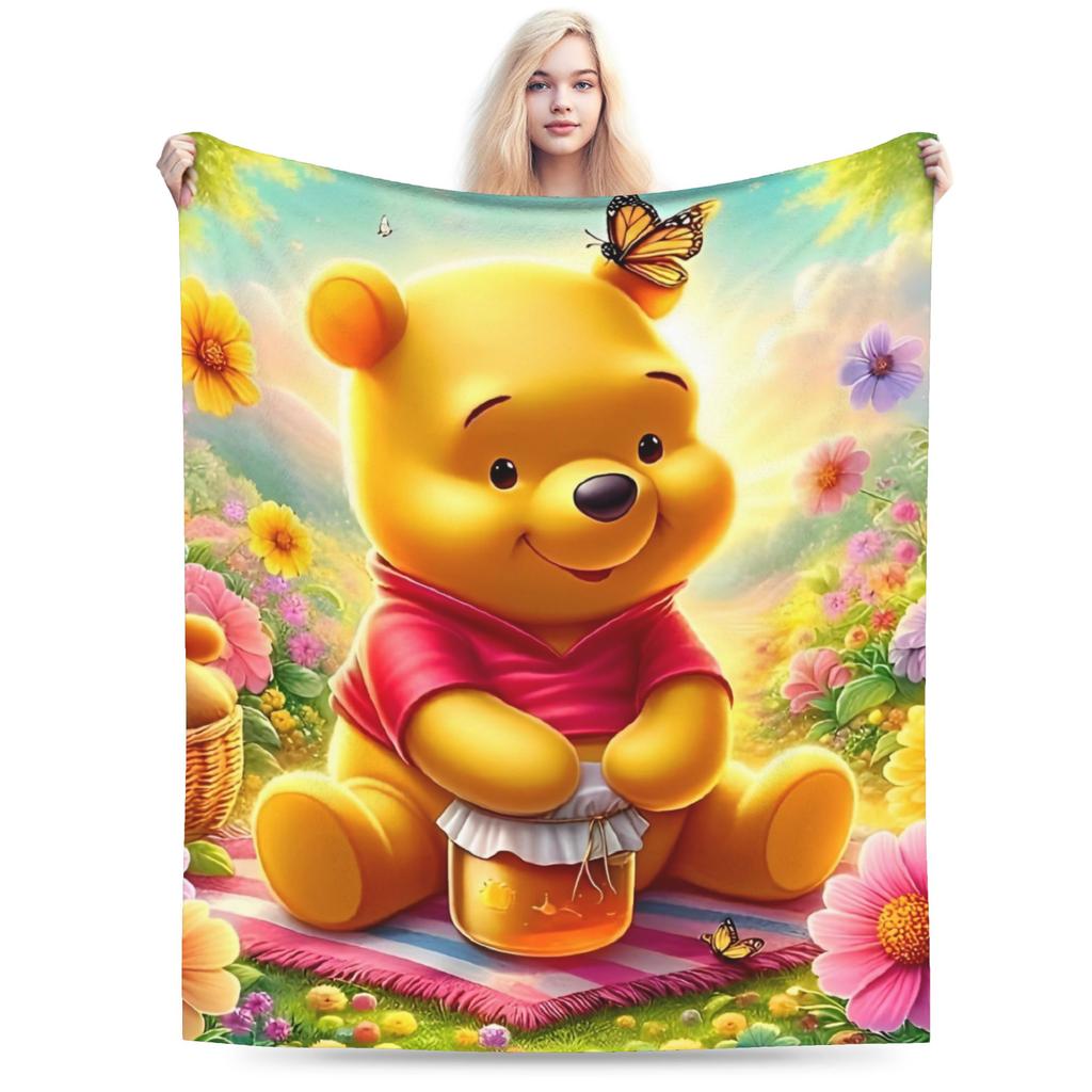 Winnie-the-Pooh Eeyore Blankets Fleece Summer Air Conditioning Cartoon Lightweight Thin Throw Blankets for Home Car Rug Piece