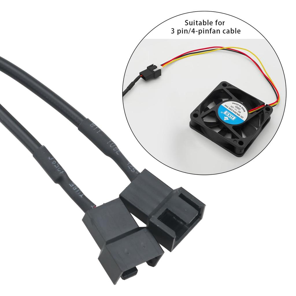 2PCS USB to 4Pin Switch Cable USB Cable 5V 1 in 2 Fan Adapter Cable Power Adapter Cable with Switch Cable Length 40cm/15.7 inch Fan Connector