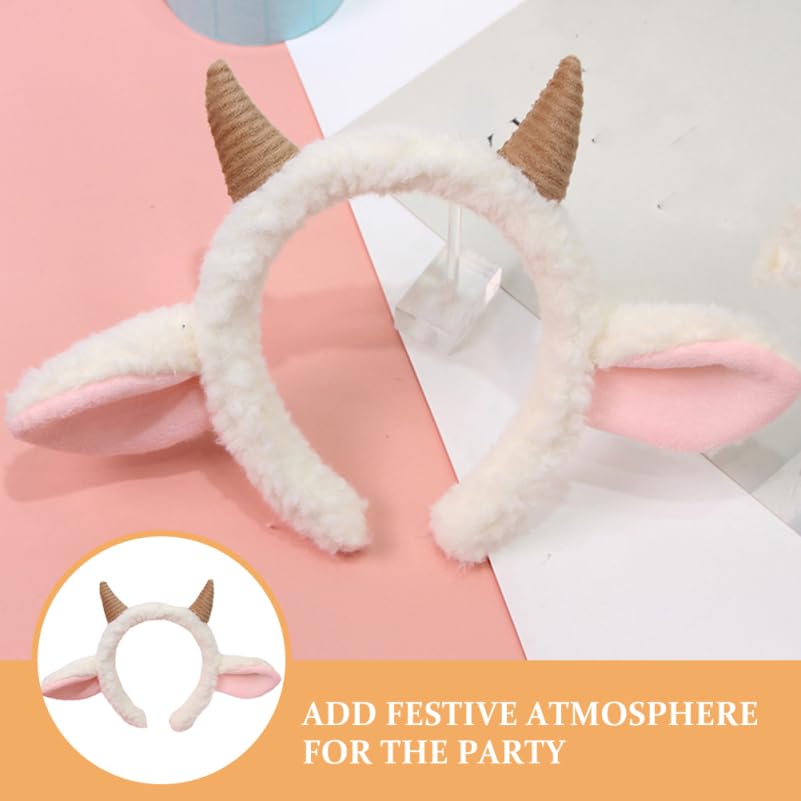 [OATIPHO] 2-Piece Claw Headband, Goat Horn Headband, Sheep Ear Cosplay Prop, Plush Sheep Headband, Party Sheep Ear Hair Decoration, Role-Playing