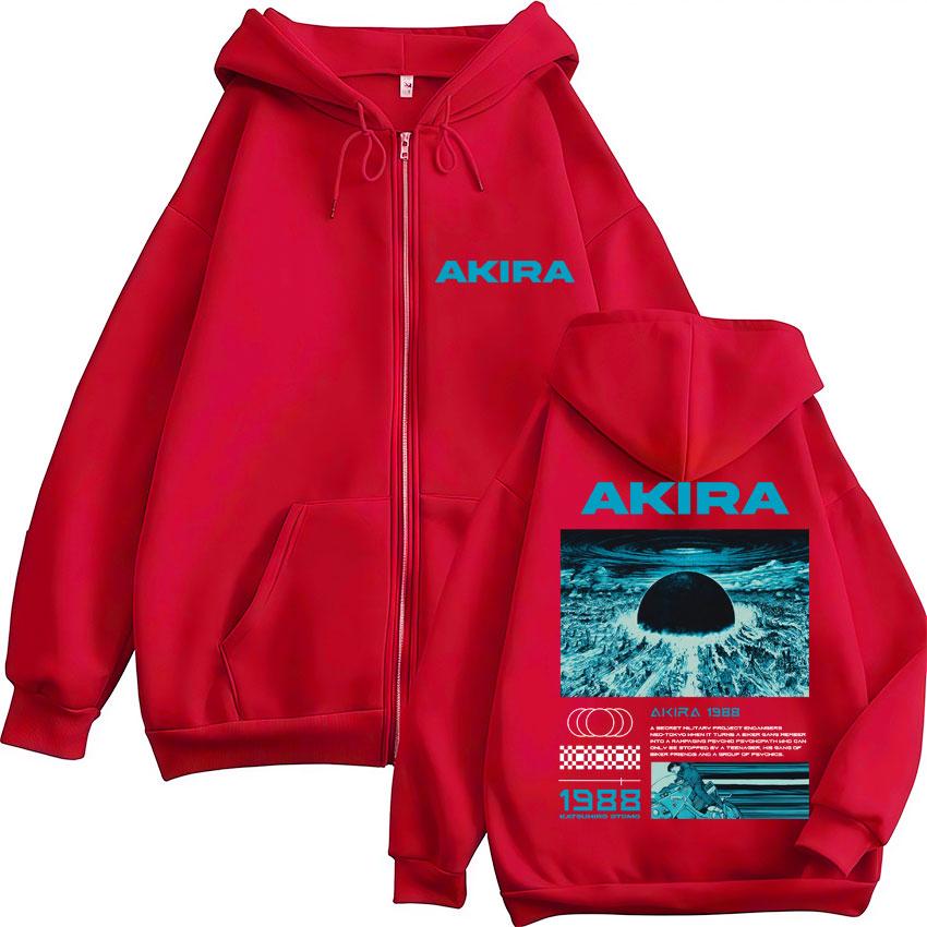 

Japan Anime Tokyo Akira Zipper Hoodie Science Fiction Movie Shotaro Kaneda Sweatshirt Fleece Loose Manga Coats Male 3XL