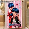 Beach TowelMiraculous Ladybug Custom Name Text Personalized Soft Towel for Beach Pool Indoor Home Decor Gift