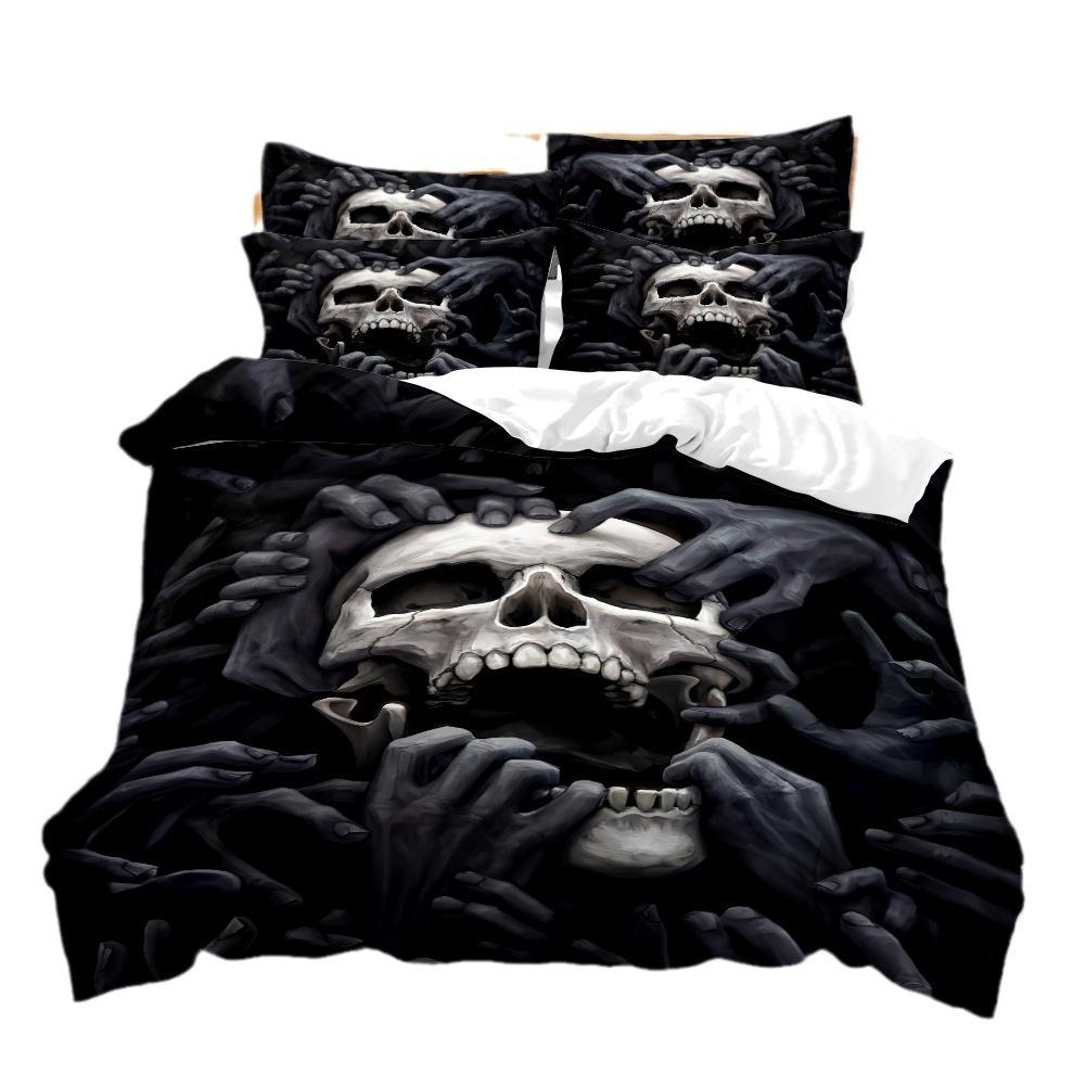 Daxing Home Textiles Skull Series Three-Piece Four-Piece Set Production 3D Digital Printing