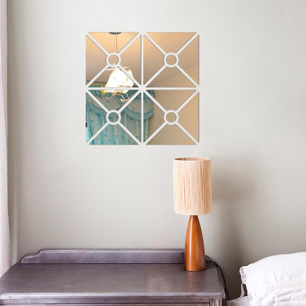 25 Adesivi A Specchio Quadrati 7,5 Cm - Autoadesivi Acrilici - Decorazione Pareti Soggiorno E Camera