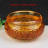 Crystal Cornucopia Chinese Crystal Gold Ingot Glass Yellow Fortune Cornucopia Treasure Bowl Feng Shui Statue Crafts Decoration