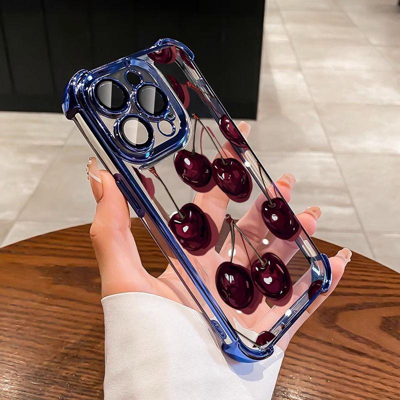 Red Cherry Shockproof Airbag Case For Xiaomi Redmi 15C 15 14C 12C 10C Note 15 Pro 4G 12 13 14 Pro Plus 5G 11S 11 Pro 12S Cover