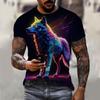 3D Wolfsbestie Aufdruck Herren und Damen Freizeit Kurzarm T-Shirt Rundhals Mode Trend Super Cool Herren Täglich Neue Kleidung