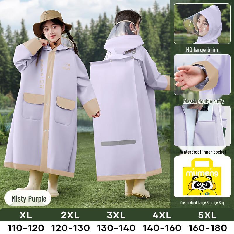 Children s Waterproof Raincoat with Backpack Space 5XL
