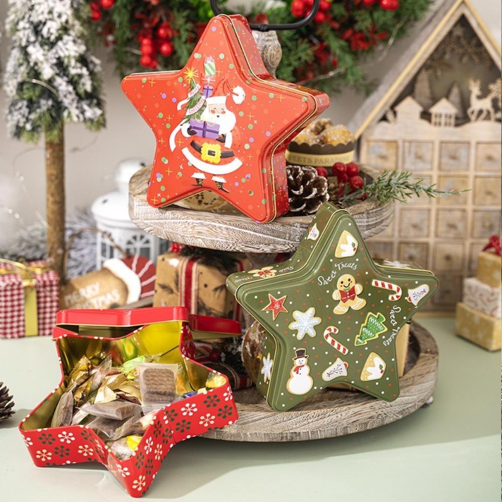 New Tinplate Christmas Tin Box Festival Ornaments Cute Candy Box New Year Party Supplies Candy Storage Containers Christmas