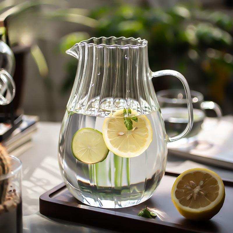 Ice Ribbed Household Cold Water Living Room Large Pot Amber Transparent High Temperature Resistant High Borosilicate Glass Cup Cold Water Kettle