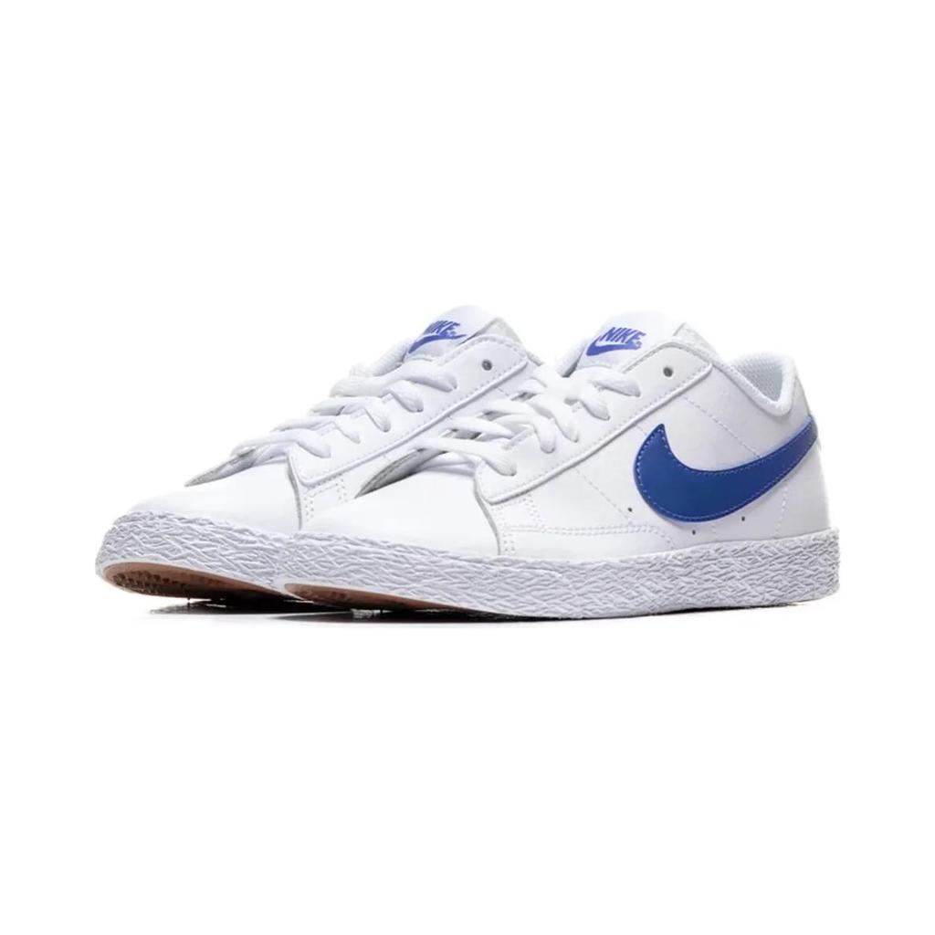 Nike Blazer Leather Low top Kids' Skateboarding Shoes White Blue Children Aged 3 7 Years Old CZ7579-100