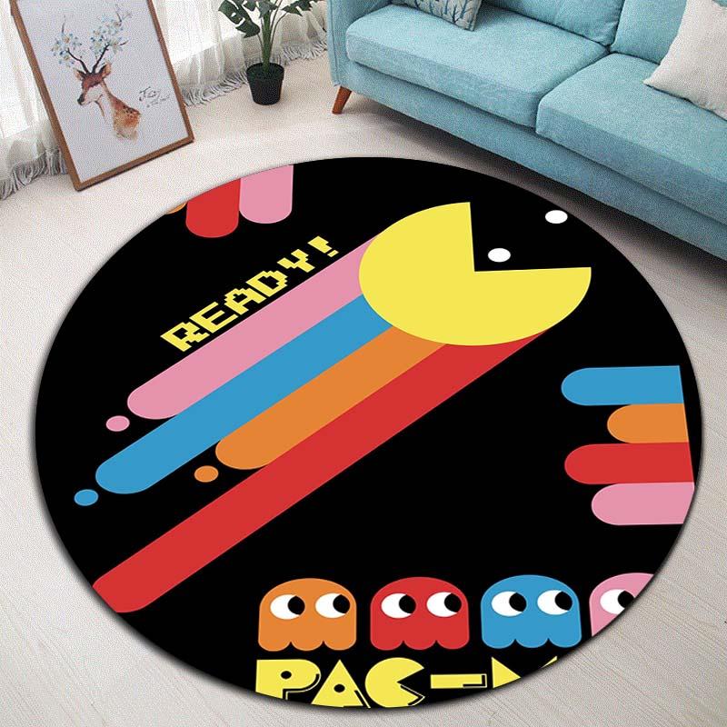 Tappeto Rotondo con Motivo Arcade Pac-Man Tappeto Morbido Tappetino Antiscivolo per Decorazione Stanza dei Giochi