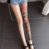 Breathable Fake Tattoo Socking Elastic Sun-proof Socks Flower Full Leg Tattoo Socks  Driving