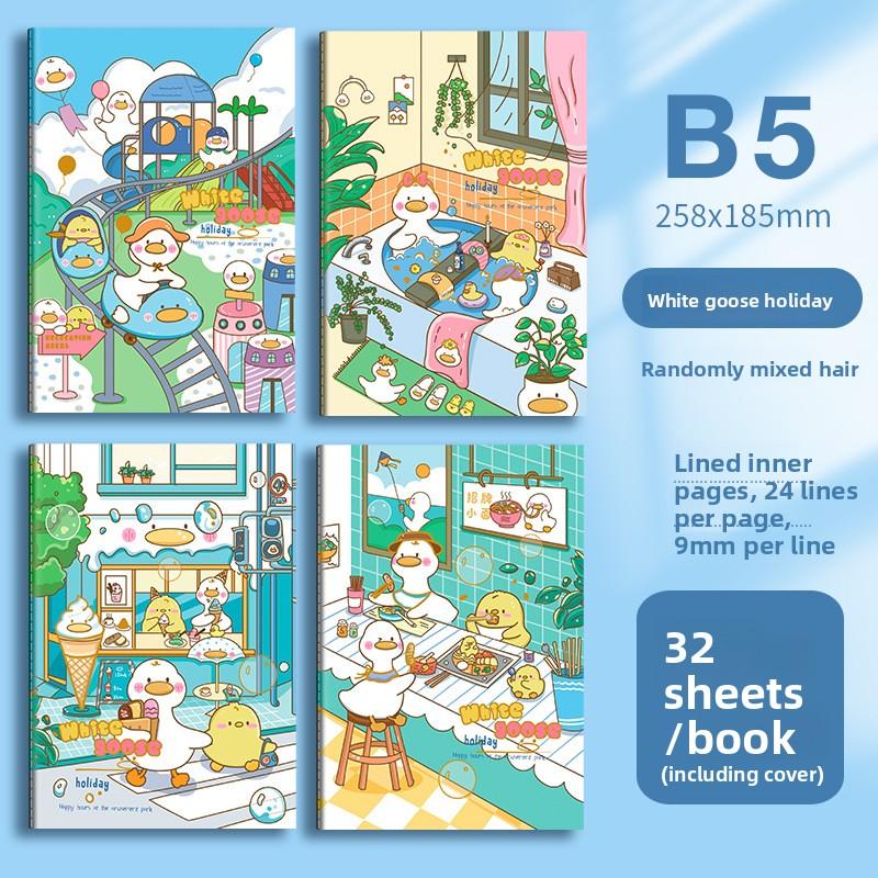 Cute Cartoon B5 Notebook Student Thickened Notepad Sewing Soft Surface Copy Car Line Book Horizontal Line Office A5 Book