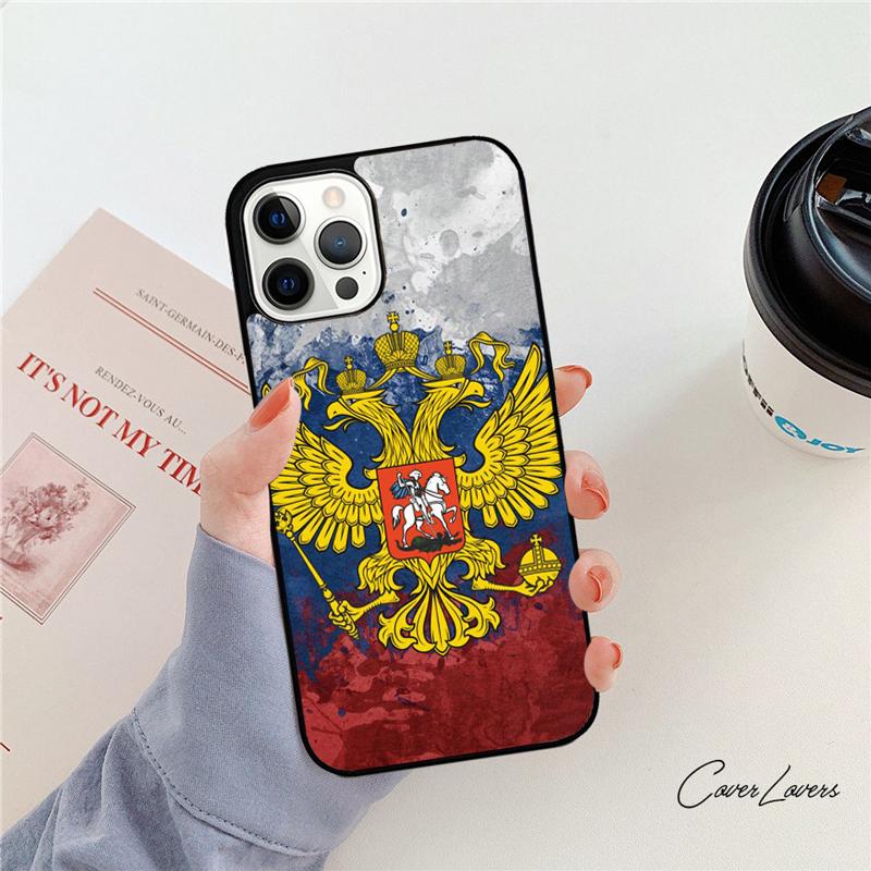 Russia Flag Coat Of Arms Phone Case For iPhone 17 Air 14 15 16 13 12 Cover For Apple iPhone 17 Air 11 Pro Max Plus Coque
