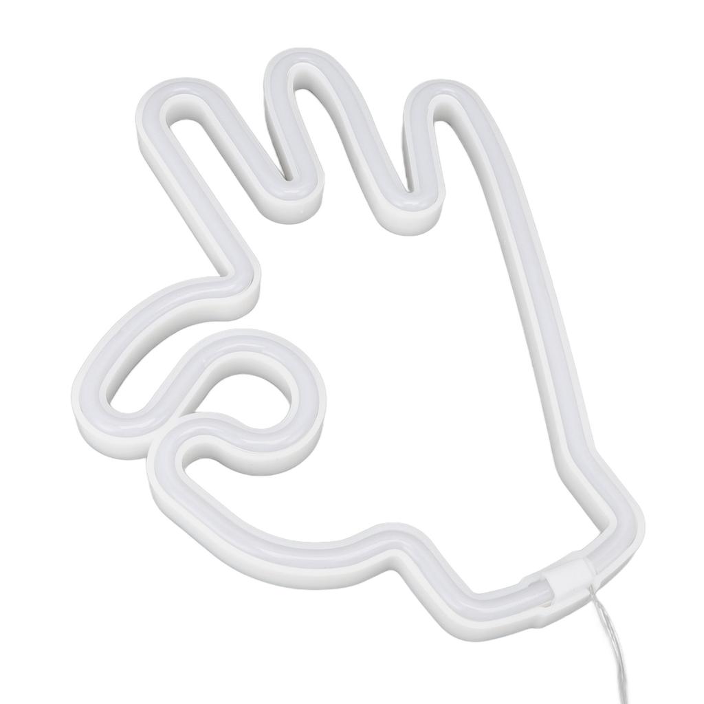 Hand Finger Neon Light OK Shaped LED Neon Sign Battery USB and Battery Powered Wall Decor Light for Home Bedroom