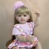 BZDOLL 55cm 22inch Reborn Baby Full Body Soft Vinyl Newborn Bebe Girl With Blonde Long Hair Princess Toddler Toy Lovely Christmas Gift