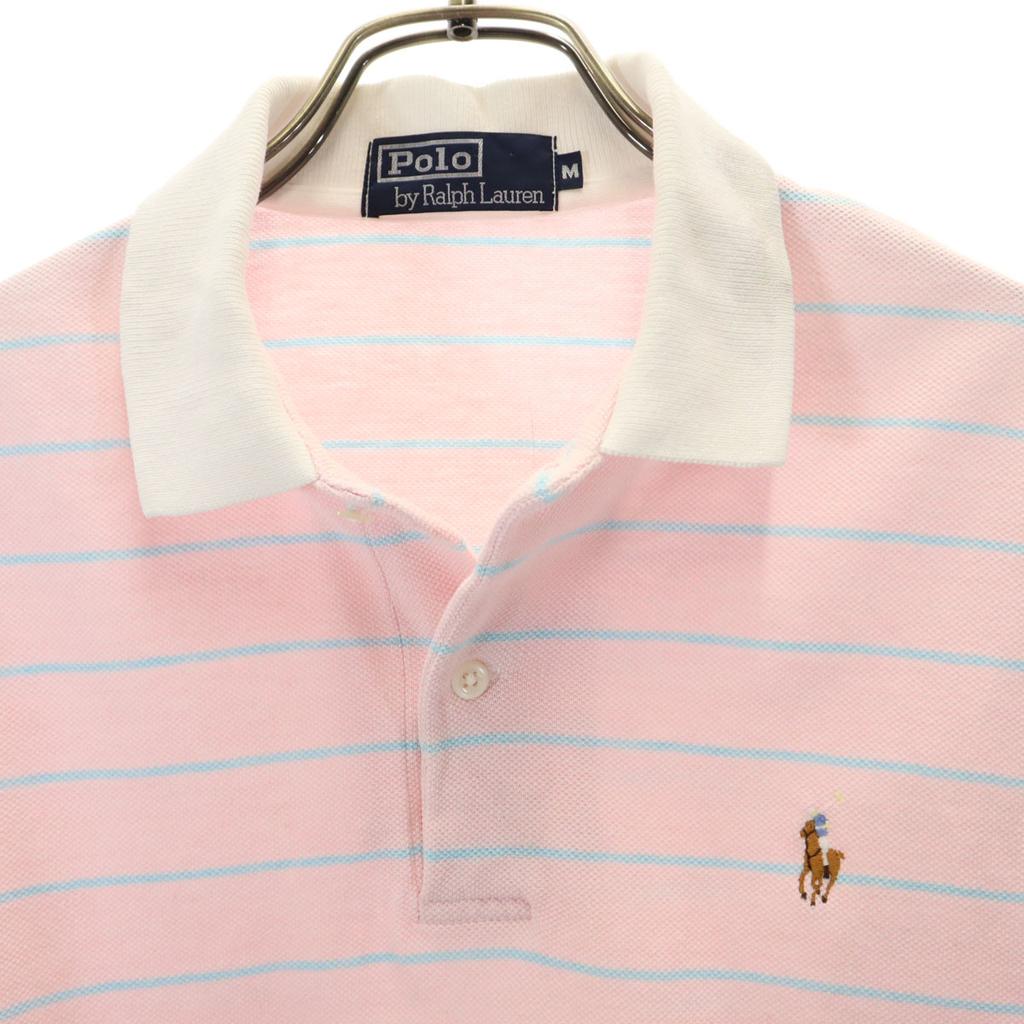 Polo by Ralph Lauren Border Pattern Short Sleeve Polo Shirt M Pink Fawn Men's Used